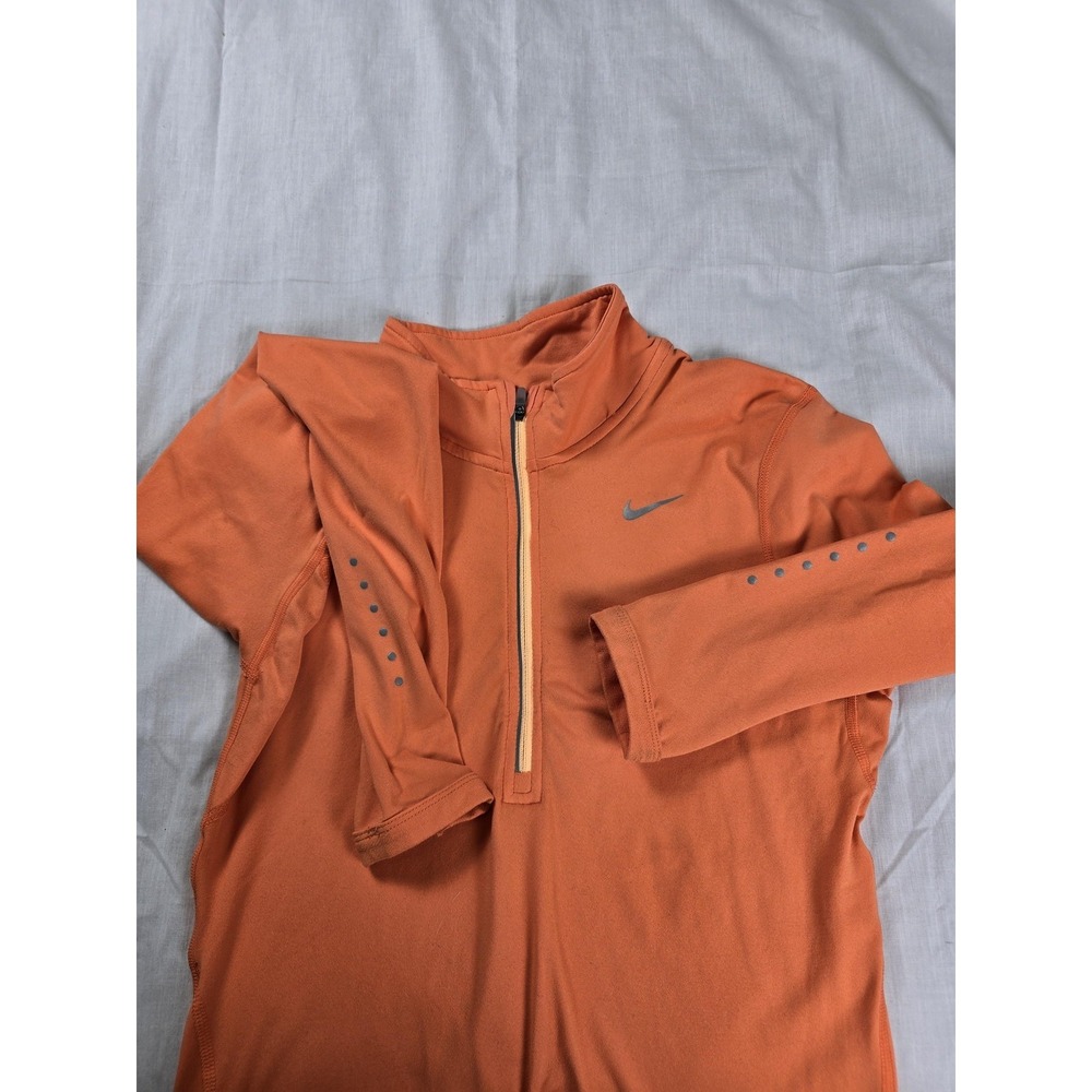 Nike Shirt Womens XS Orange Dri-FIT Running 1/4 Zip Long Sleeve Athletic Top